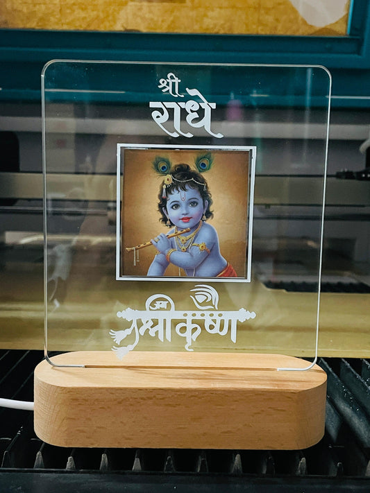 GAS- Krishna's Graceful Glow Acrylic White LED Light Photo Frame